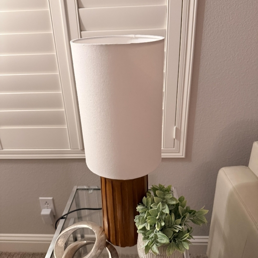 Modern White and Brown Table Lamp - Picture 3 of 7